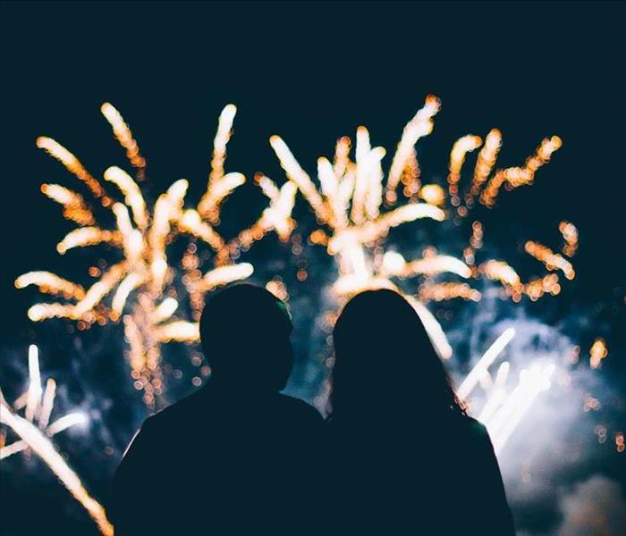 Couple Sitting together Enjoying the Firework Show