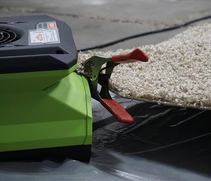 Carpet Hooked to air movers to provide detail drying